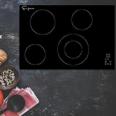 Karinear 2 Burner Electric Cooktop 12 Inch Built-in Electric Stove Top,  220v- 240v Electric Radiant Cooktop with Residual Heat Indicator, Knob