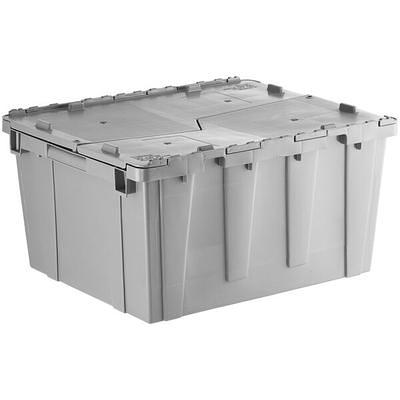 Choice 22 x 15 x 13 Medium Stackable Black Chafer Tote / Storage Box  with Attached Lid