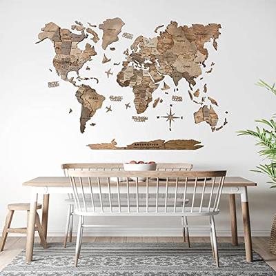 ENJOY THE WOOD 3D Wood World Map Wall Art Large Wall Décor - World Travel  Map - Any