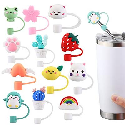 12 Pcs Silicone Straw Caps Covers Straw Tips Cover Reusable Straw