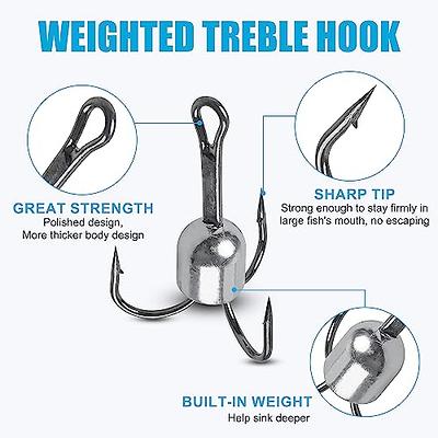 OROOTL Weighted Treble Hooks Snagging Hooks, 4-6pcs Large Treble Fishing  Hooks Big Game Bunker Snag Treble Hook with Weight 5/0 6/0 8/0 10/0 - Yahoo  Shopping