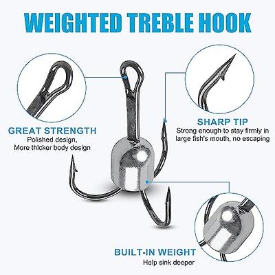 OROOTL Treble Fishing Hooks Sharp Round Bend Treble Hooks Strong