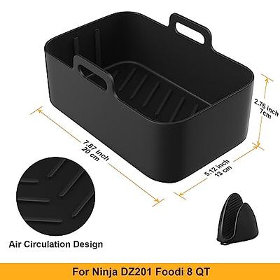 2 PCS Air Fryer Silicone Pot for Ninja Foodi Dual DZ201, Reusable rectangle  Silicone Air Fryer Liner,Rectangle Air Fryer Basket for Ninja 8 QT Air  Fryer Basket,Air Fryer Accessories(Gray) 