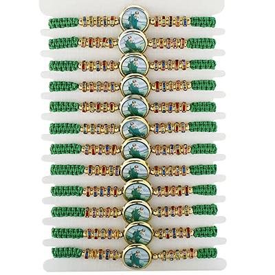 12 Pieces Mexican Bracelets San Judas Tadeo Bracelet Catholic Green Saint  Jude Bracelets Rosary Bracelet Gift for Men Women