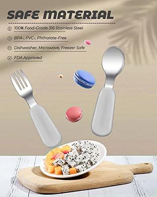 6 Pieces Toddler Utensils Kids Silverware Set with Silicone Handle,  Children Safe Forks and Spoons, 316 Stainless Steel & Food Grade Silicone