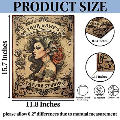 WODORO Custom Tattoo Studio Metal Tin Sign Wall Art Plaque, Ink Parlor  Tattoo Shop Tattoo Parlor Decor, Personalized Gifts for Tattoo Artists,  Tattooists, Gifts For Him, Gifts For Her (02) - Yahoo Shopping