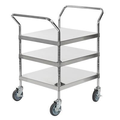 Lakeside 244 Stainless Steel Three Shelf Tubular Utility Cart - 36 x 22 x  40 5/8