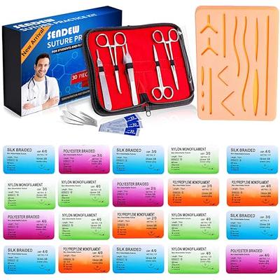 Suture Kit (30 Pcs) for Training Suture Pad Practice Kit for Medical Dental  Vet Training Students, Including Large Silicone Pad,Tool Kit with  Needles-Demonstration Purpose Only - Yahoo Shopping