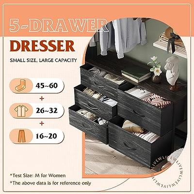 WLIVE Dresser for Bedroom with 5 Drawers, Wide Chest of Drawers