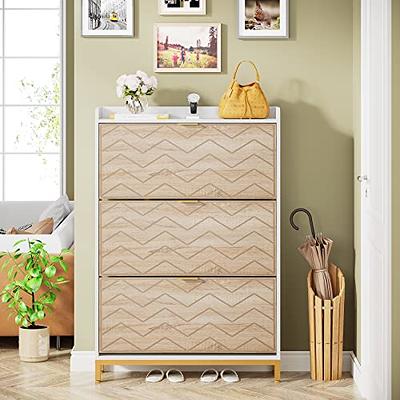 Modern Shoe Cabinet with 3 Flip Drawers for Entryway,Wood Shoe Rack Storage  Organizer - Yahoo Shopping