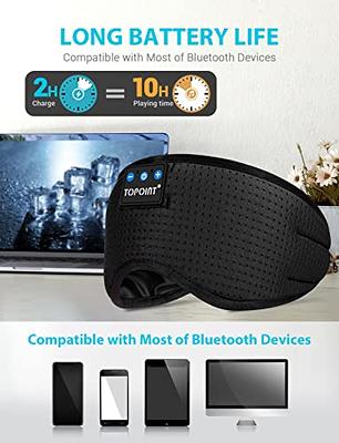 TOPOINT Sleep Mask Headphones Wireless Bluetooth 5.2, Eye Mask for Sleeping  Side Sleepers Travel Music Headsets with Microphone Handsfree Men Women