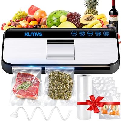 Bonsenkitchen Food Sealer Machine, Dry/Moist Vacuum Sealer Machine with  5-in-1 Easy Options for Sous Vide and Food Storage, Air Sealer Machine with  5 Vacuum Seal Bags & 1 Air Suction Hose, Silver