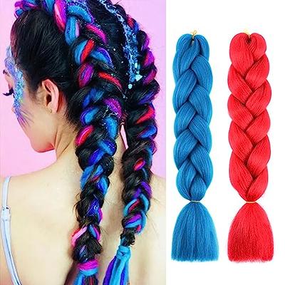 Red Blue Ombre Jumbo Colored Hair Extensions for Braiding for