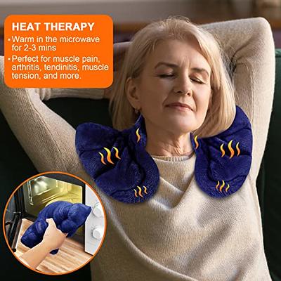 REVIX Neck Heating Pad Microwavable Heated Neck Wrap with Moist Heat for Stress Pain Relief, Microwave Neck Warmer for Woman, Unscented Hot Pack