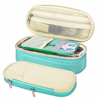 HAUTOCO Big Capacity Pencil Case Large Storage Pencil Pouch Canvas Handheld Pen Bag Portable Makeup Bag Aesthetic Stationery Bag Holder Box Desk