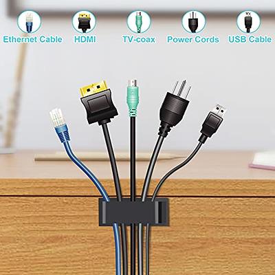 SOULWIT 50Pcs Adjustable Cable Management Clips, Adhesive Organizers Sticky  Wire Clips Cord Holder for TV PC Ethernet Under Desk Wall Home Office