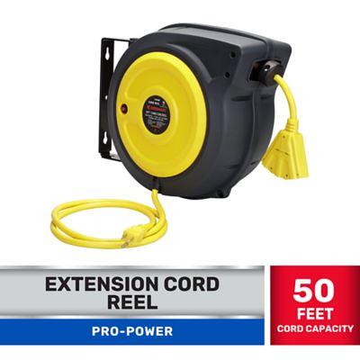 SuperHandy Cord Reel Extension 12AWG x 50' Feet (3) IP64 Waterproof Rated  at 15A 1875W Advanced Slow Retraction - Yahoo Shopping
