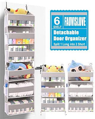 6-Shelf Over the Door Organizer, Yecaye Behind Door Storage Swing-Proof  Flexible 1 Split into 2 Closet Hanging Baby Organizer, Gray