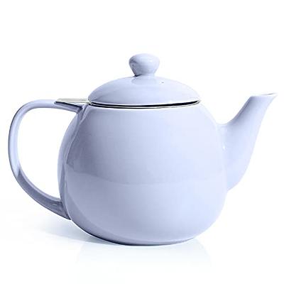 SAKI Large Porcelain Teapot, 48 Ounce Tea Pot with Infuser,  Loose Leaf and Blooming Tea Pot - White: Teapots