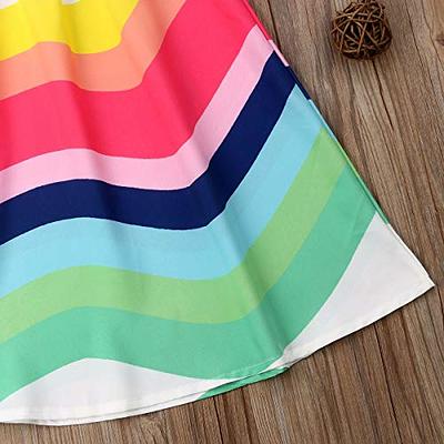 Toddler Baby Girl Summer Boho Rainbow Stripe Spaghetti Strap Beach Sun  Dress (Rainbow, 5-6T) - Yahoo Shopping