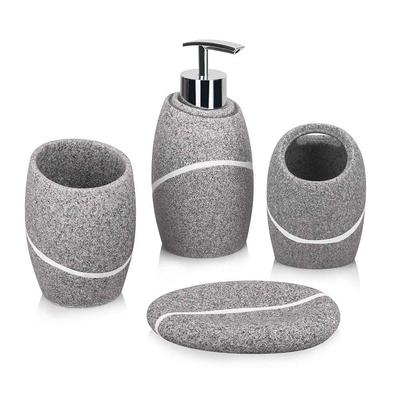 Dracelo 5-Piece Bathroom Accessory Set with Dispenser, Toothbrush Holder, Vanity Tray, Soap Dish in Black