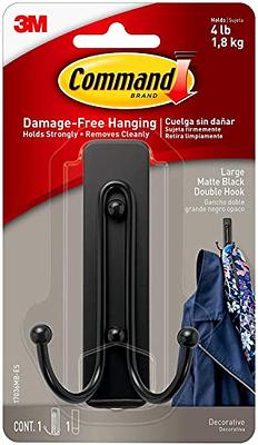 Command Large Wall Hooks, Damage Free Hanging Wall Hooks with Adhesive  Strips, No Tools Double Wall Hooks for Christmas Decorations, 1 Black  Plastic Hooks and 1 Strips - Yahoo Shopping