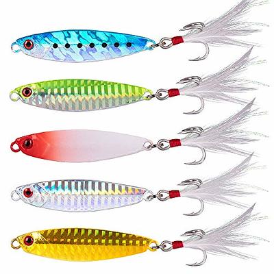 Metal Jigs Spoon Saltwater Spinner Blade Fishing Spoons Vertical Diamond  Jigging Lures for Freshwater Surf Fishing Bass Walleye