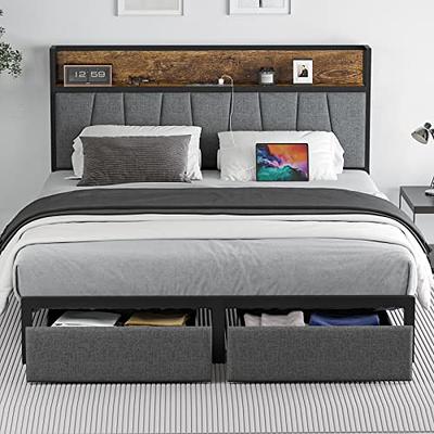 Rolanstar Twin Size Bed Frame with Charging Station and LED