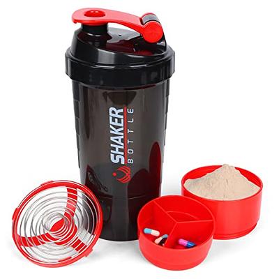 XTK Shaker Bottle 16OZ Protein Shaker Bottles with Mix Ball Sports Water  Bottle Leak Proof GYM Cup for Protein Mixes with Powder Storage & Pill  Organizer, Ideal for Pre Workout,BPA Free(red) 