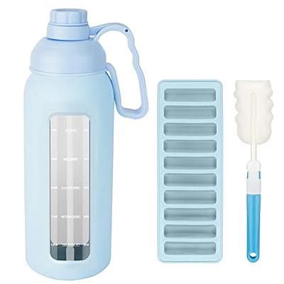 Glass Water Bottle With Straw And Handle Lid, Motivational Glass