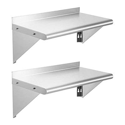 VEVOR Stainless Steel Shelf 24 in. x 8.6 in. Wall Mounted Floating Shelving  with Brackets Pantry Organizers, Silver BGSCTTLL86242HBE0V0 - The Home Depot