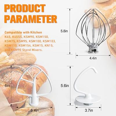 K45DH C-shaped Bread Dough Hook Replacement for Kitchen-Aid K45 K45SS KSM90  4.5 QT Stand Mixer 