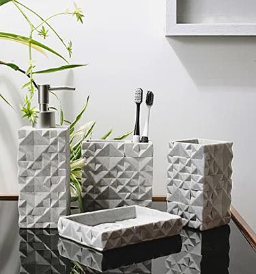 BAIKAFU Bathroom Accessories Set(5 Pcs), Bathroom Set, Mosaic Glass, Bathroom Decor, Vanity Trays, Soap Dispenser, Toothbrush Holder, Soap Dishes 