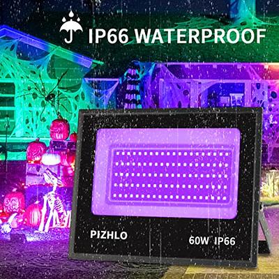 4 Pack 60W LED Black Light, Blacklight Flood Light with Plug & Switch, IP66  Waterproof Outdoor