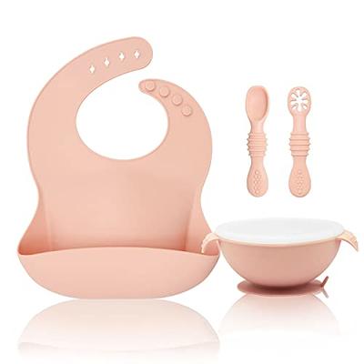 RyanLemon Baby Dishes, Suction Bowls for Baby, Baby Bowls and Spoons,  Silicone Bib & Heat Senstive Feeding Spoons, 9Pcs Silicone Baby Feeding  Set