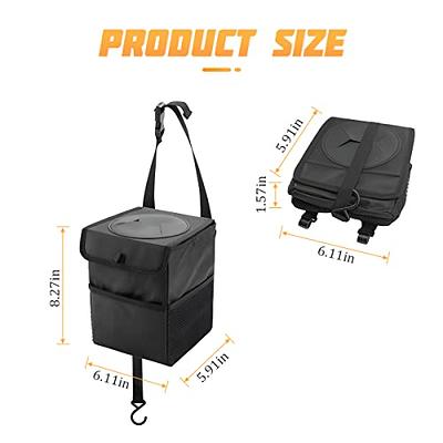 AICEL Car Trash Can with Lid and Storage Pockets, Leak-Proof