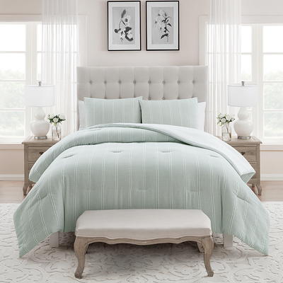 Mainstays Princeton Teal Stripe 7 Piece Comforter Bedding Set Size: Full/Queen