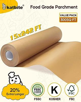 Katbite 15in x 242ft, 300 Sq.Ft Unbleached Parchment Paper Roll