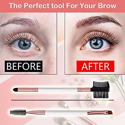 Duo Eyebrow Brush, Eyebrow Brush Eyelash Comb and Eye Shadow Brush,  Professional Angled Eye Brow Brush and Spoolie Brush Set (White) - Yahoo  Shopping