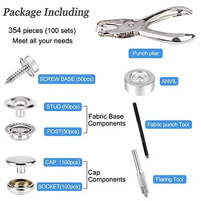 Heavy Duty Snap Fasteners Kit+ Canvas Snap Kit,Screw Snaps,Boat Cover Snaps,Carpet  Snap Kit with Setting Tool for Boat 