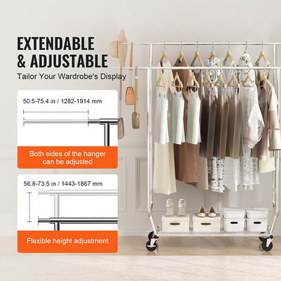 Hanging Closet Organizer, Adjustable Height Clothes Stand Rack