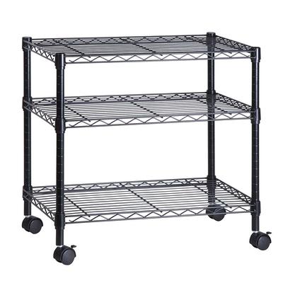 Honey Can Do Collapsible 4-Tier Metal Shelf on Wheels, Black