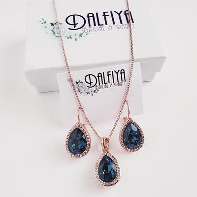Ally Diamante Drop Earrings & Necklace Set – Divine Bridal