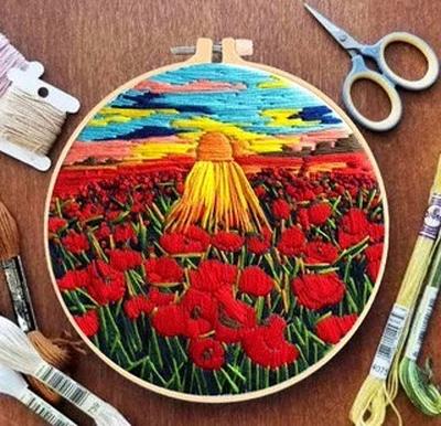 Embroidery Kit Beginner, Modern Flower Embroidery Kit Needlepoint Kit Cross  Stitch Kit DIY Craft Kit Hand Embroidery Crewel Embroidery 