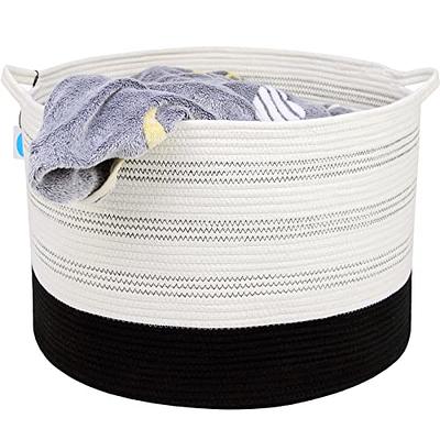 Vintiquewise Decorative Round Small Wicker Woven Rope Storage Blanket Basket  with Braided Handles QI003835.S - The Home Depot