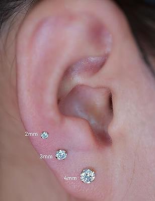 Threadless Flat Back Stud Earrings, 6 Pairs Titanium Hypoallergenic Earrings  for