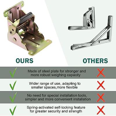 2 Pack 90-Degree self-Locking Folding Hinge Lock, Extended Table and Chair  Legs, Steel Foldable Support Bracket, Hidden Hinge, (Color) 