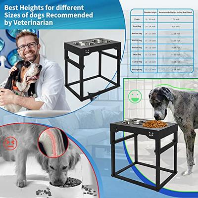 Elevated Dog Bowl for Large Dogs,Raised Dog Bowl Stand,Adjusts to 8 Heights  (2.75- 20) Dog Feeding Station with 2 Stainless Steel Dog Bowls,for