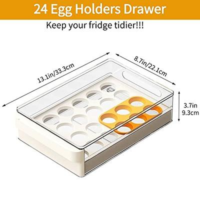 vacane Plastic Egg Holder for Refrigerator,Stackable Egg Holder Clear Tray  with Lid,BPA-Free Egg