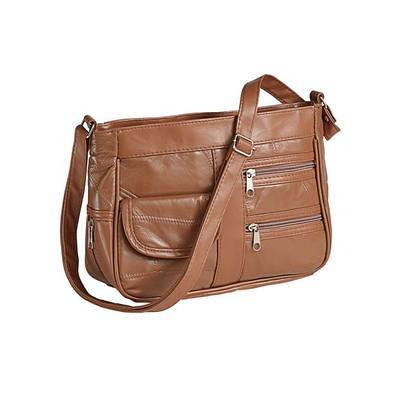 Haband Women's 9-Pocket Leather Handbag, Camel, - - Yahoo Shopping